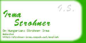 irma strohner business card